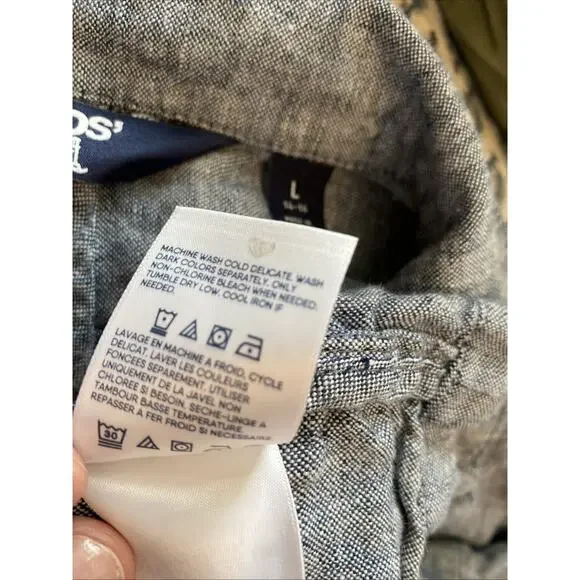 Land's End Women’s L 100% Linen Button Down Jacket Blue Indigo Pockets Boho - Picture 7 of 10